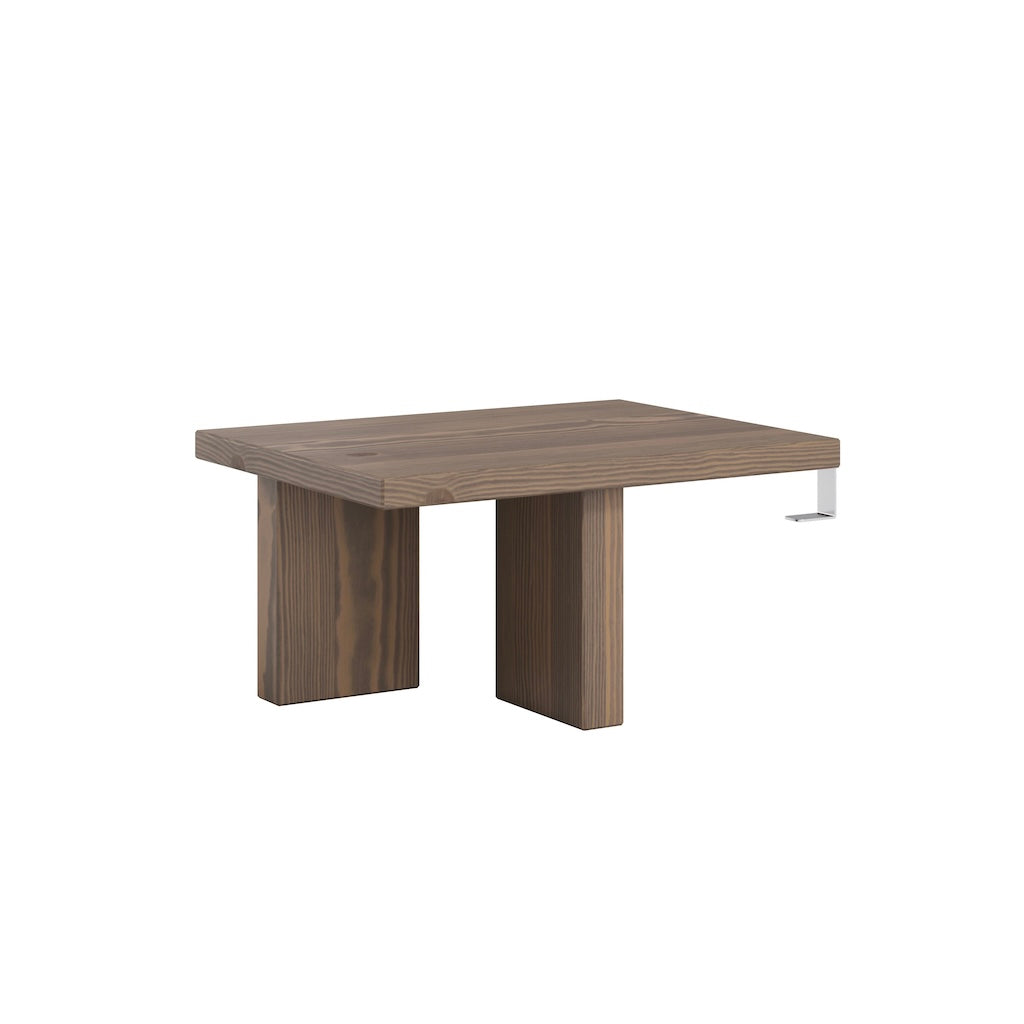 Ruskeaksi lakattu Japan yöpöytä.