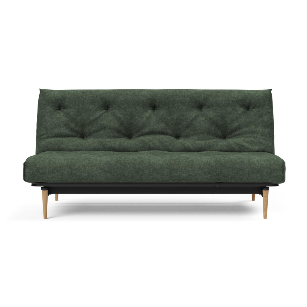 Colpus vuodesohva, jalat vaalea puu, kangas Avella Pine Green.