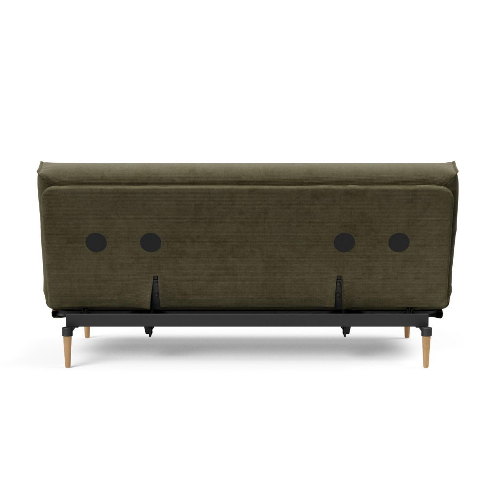 Colpus vuodesohva irtopäällisillä, kangas Cordufine Pine Green. Kuvassa sohvan patjan päälle on puettu Nordic irtopäällinen.