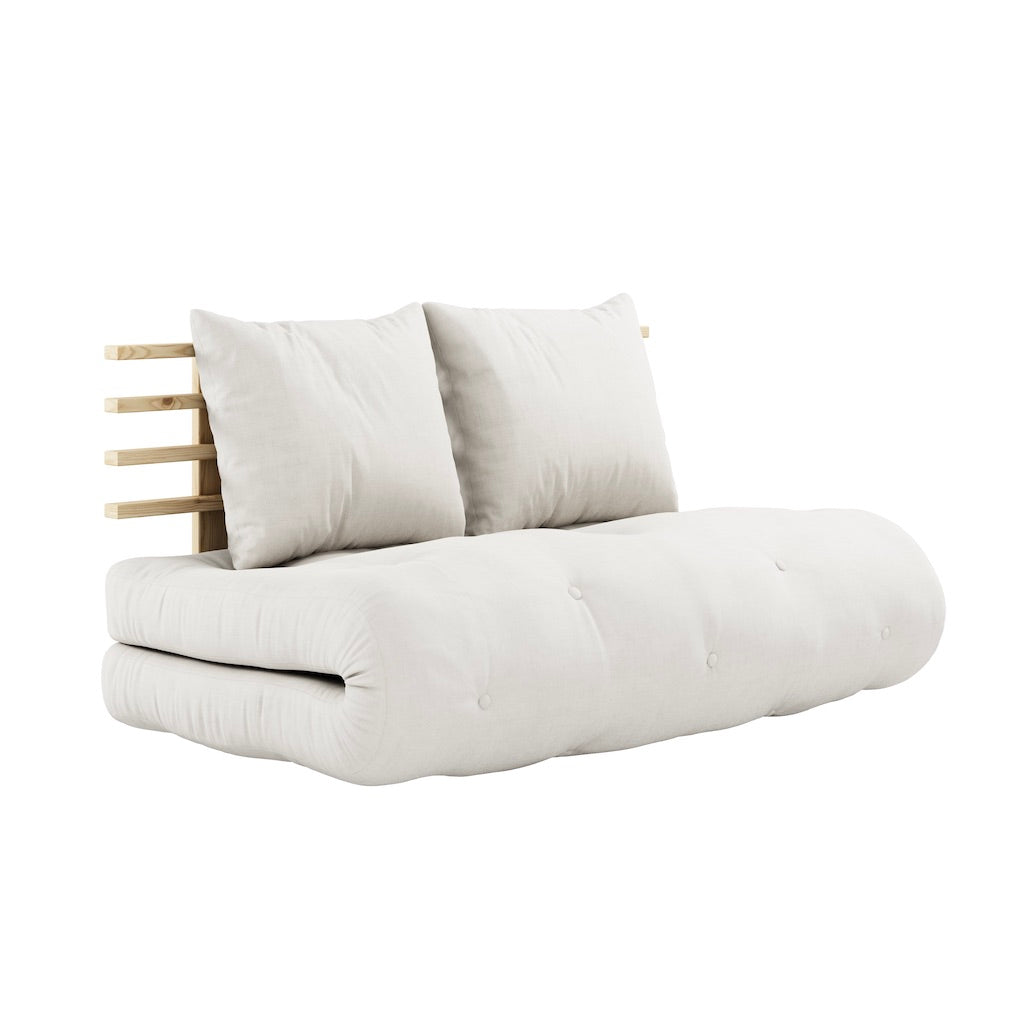 Shin Sano vuodesohvan futonpatja, kangas Natural. Kuvassa myös Shin Sano vuodesohvan runko. (Hinta sisältää vain futonpatjan.)