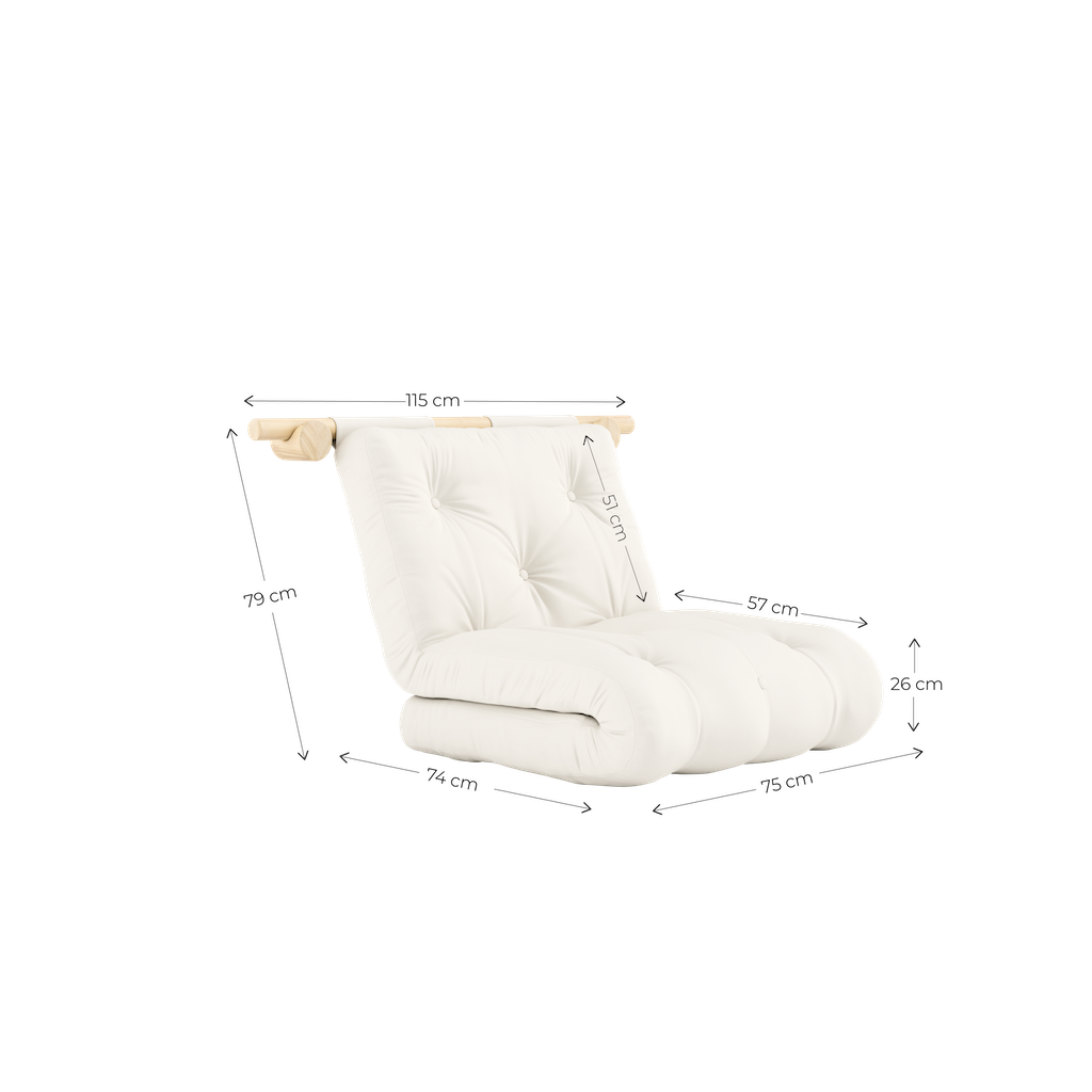 Hooked vuodetuoli mitat, kangas Natural.