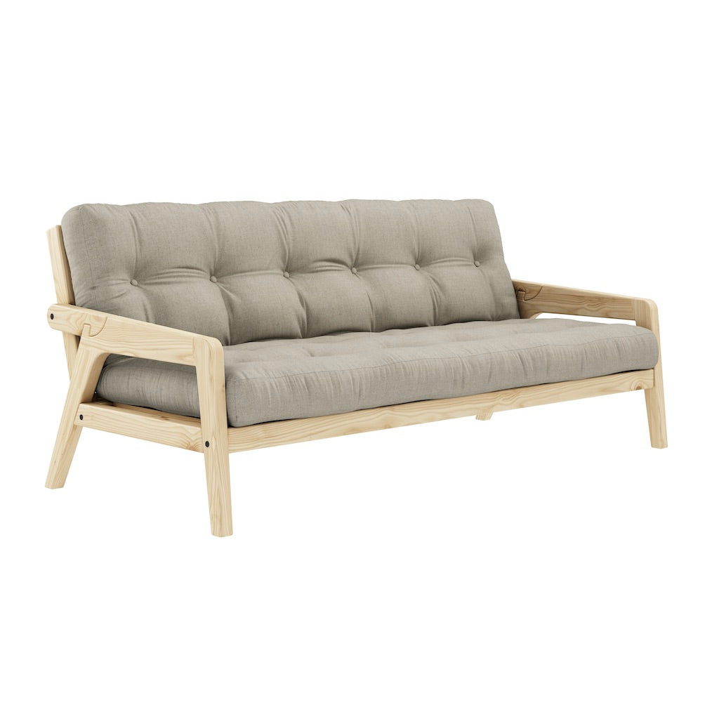 Grab vuodesohva, runko luonnonvärilakattu, patja Linen.