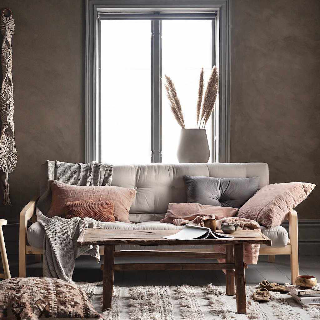 Grab vuodesohva, runko luonnonvärilakattu, patja Beige.