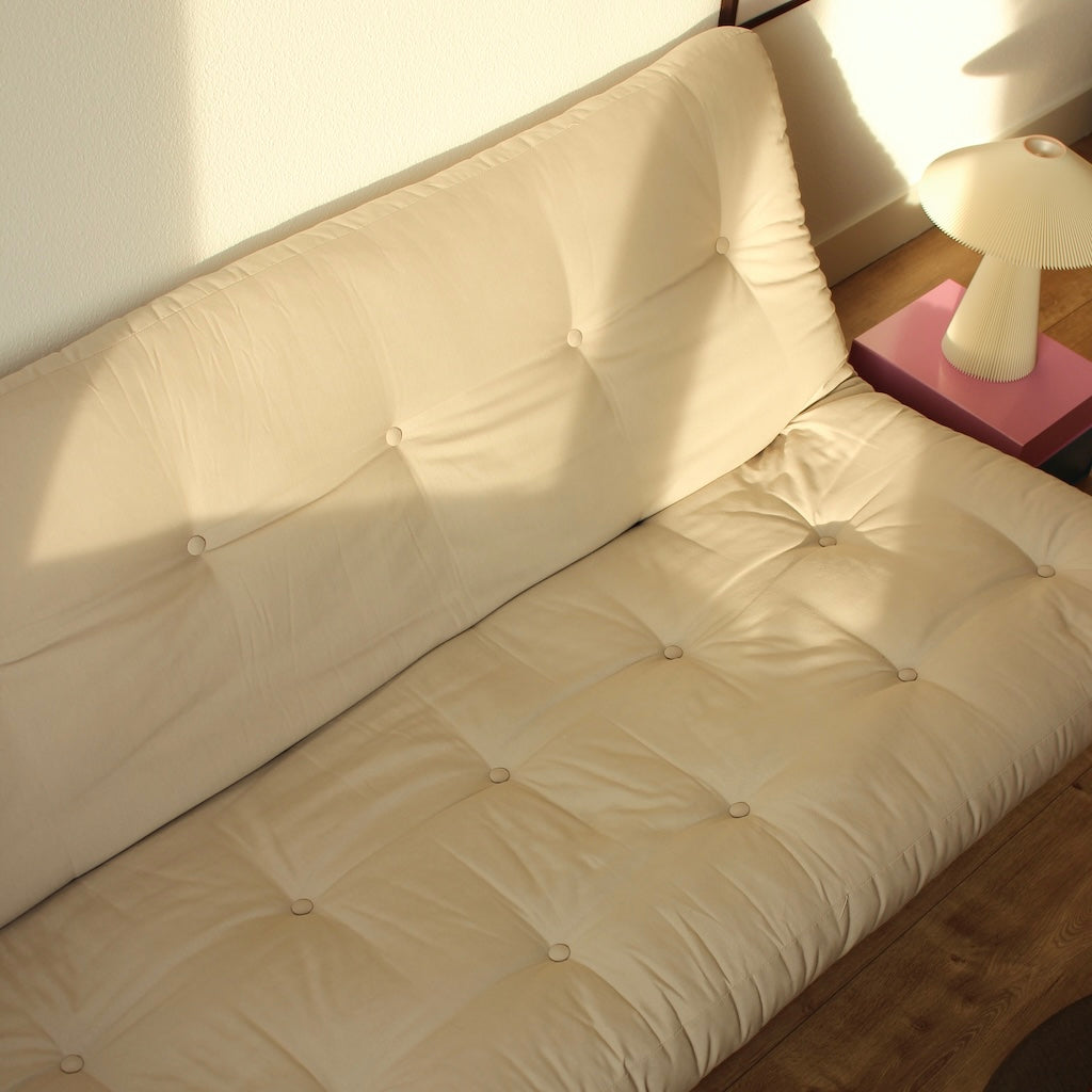 Lean vuodesohva, runko käsittelemätön, futonpatja Beige.