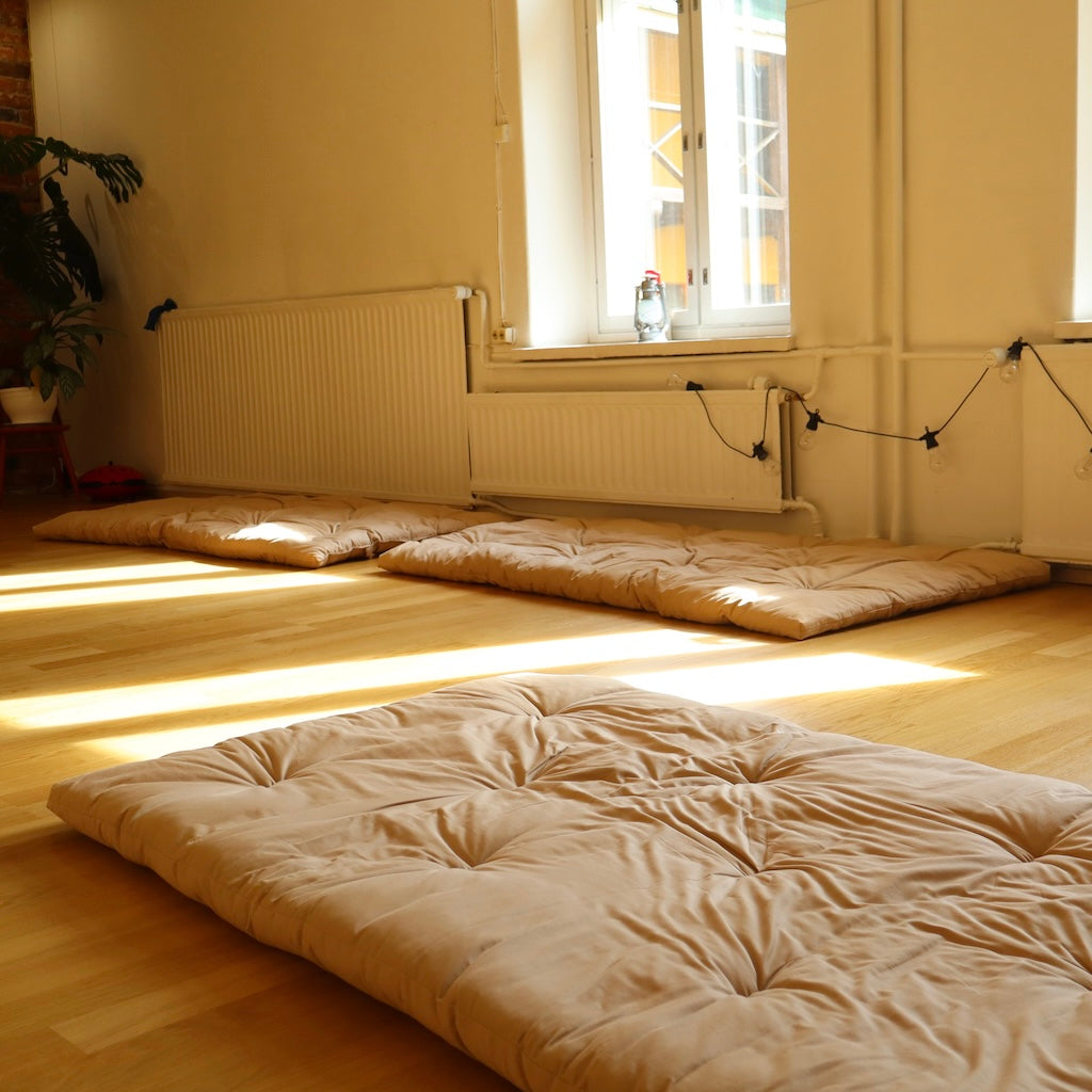 Joogafuton 100x200cm, kangas luonnonvalkoinen.