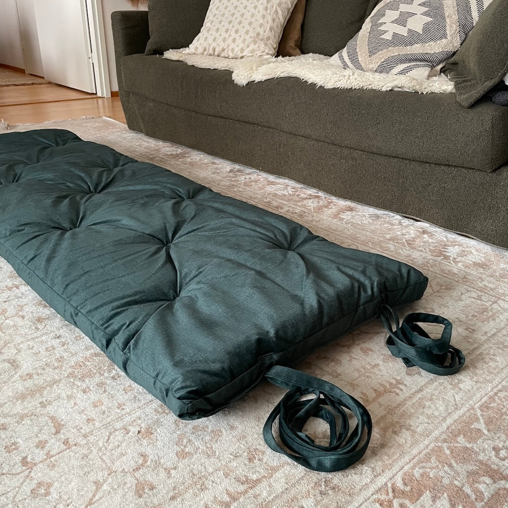 Roll futon, kangas Fancy Tumma Sinivihreä.