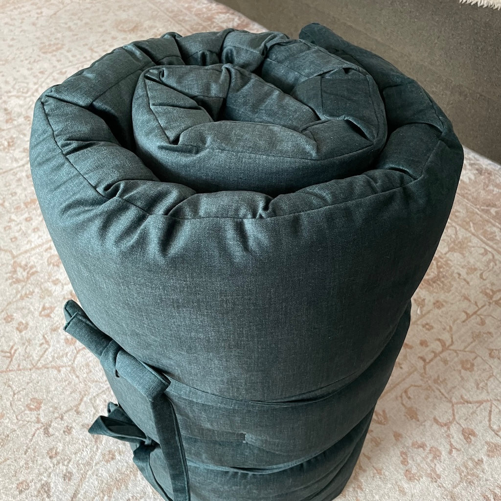 Roll futon, kangas Fancy Tumma Sinivihreä.