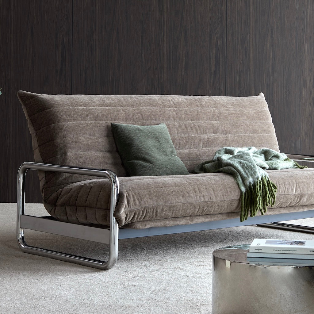 Lomira vuodesohva irtopäällisillä, patjan irtopäällinen Quiltus, kangas Esina Cedar Brown.