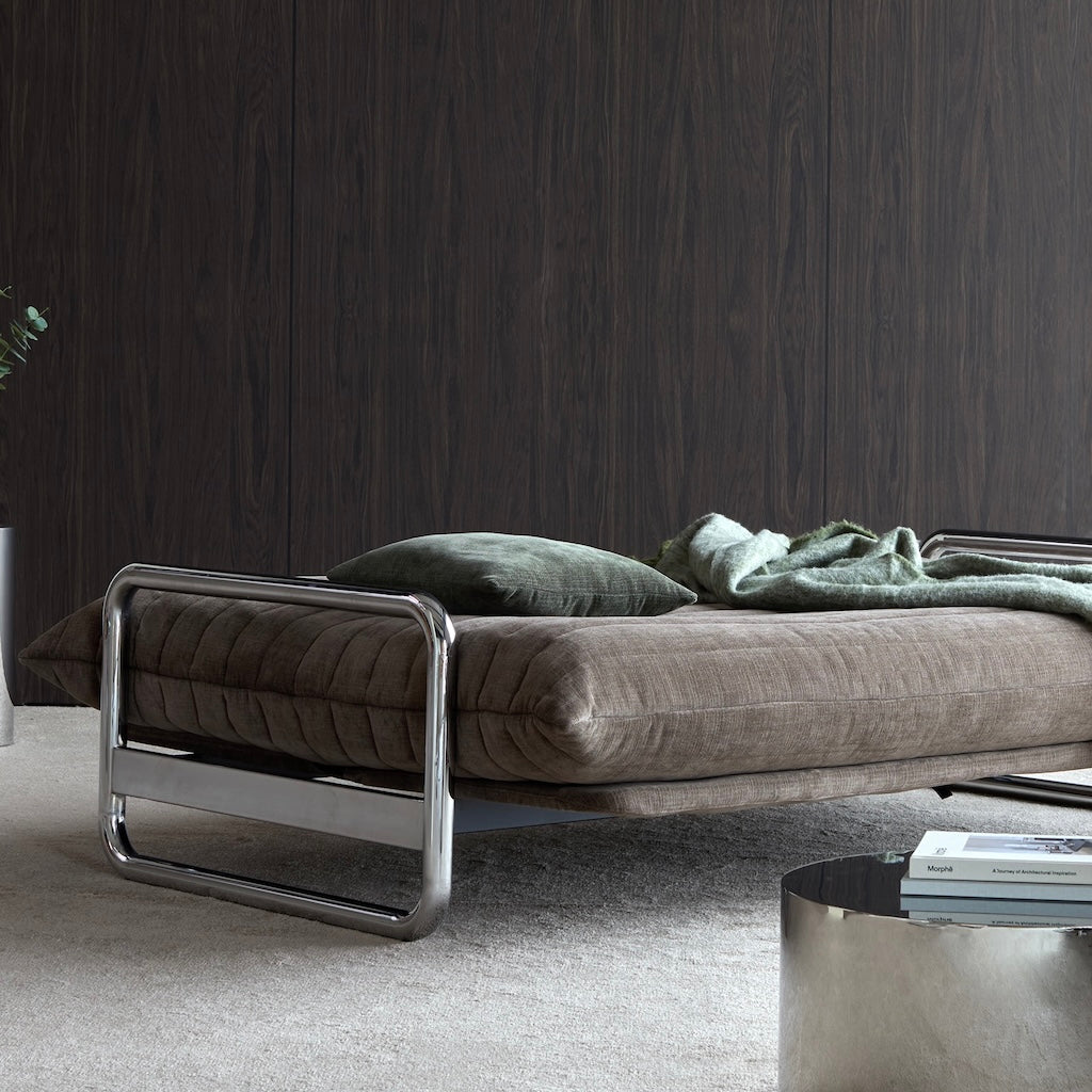 Lomira vuodesohva irtopäällisillä, patjan irtopäällinen Quiltus, kangas Esina Cedar Brown.