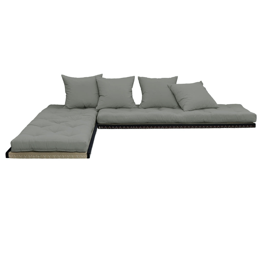 Chico vuodesohvan futonpatja, kangas Grey. Kuvassa myös tatamit. (Hinta sisältää vain yhden futonpatjan ja kaksi tyynyä.)