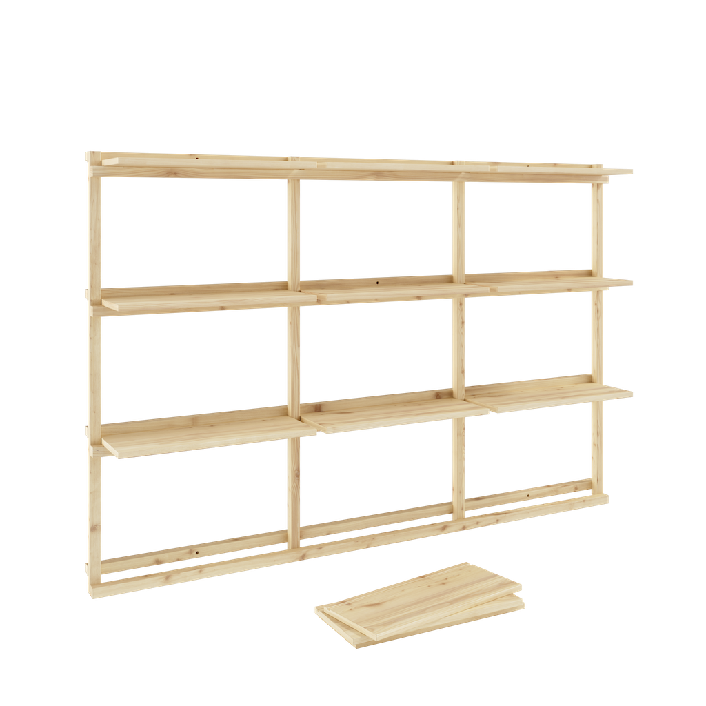 Groove big hylly. Alimmaiset hyllyt on nostettu pois paikoiltaan.