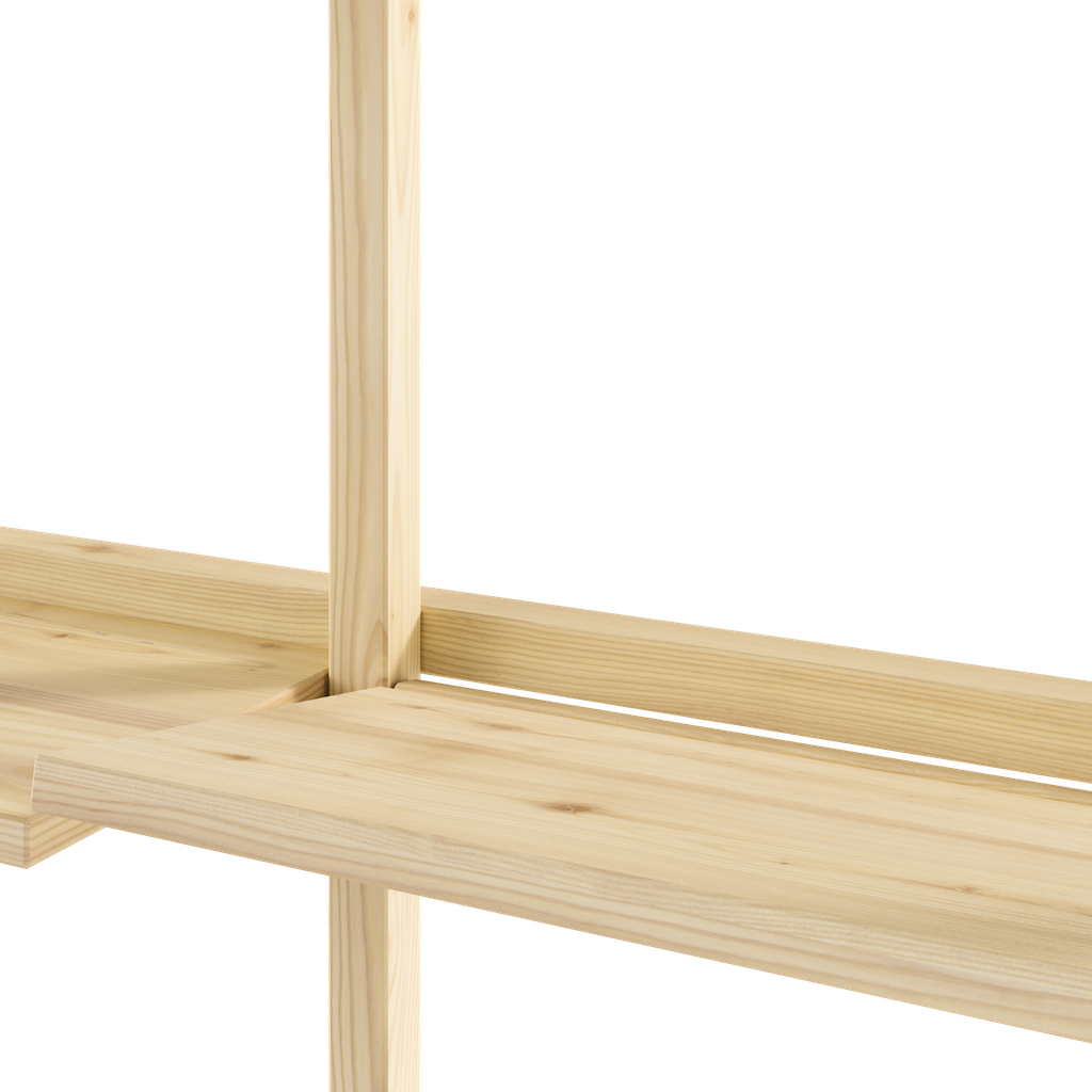 Groove big hylly. Yhtä hyllyä nostetaan pois paikoiltaan.