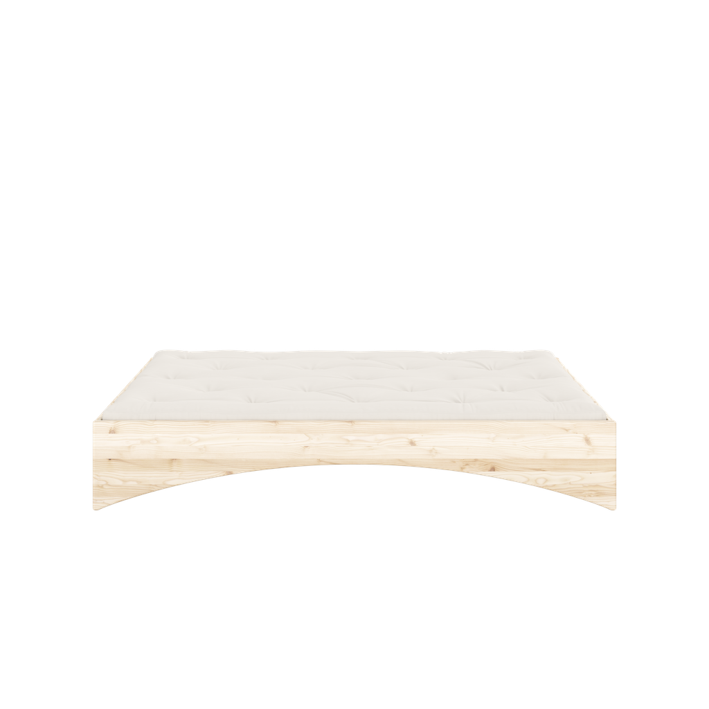 Orbit sänkyrunko, käsittelemätön. Kuvassa myös futonpatja.