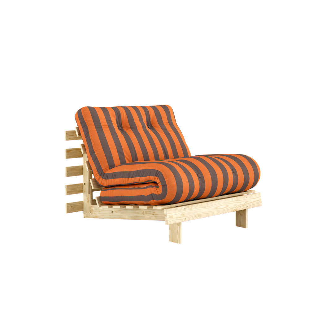 Roots 90 vuodetuoli, runko käsittelemätön, kangas Orange/Brown.