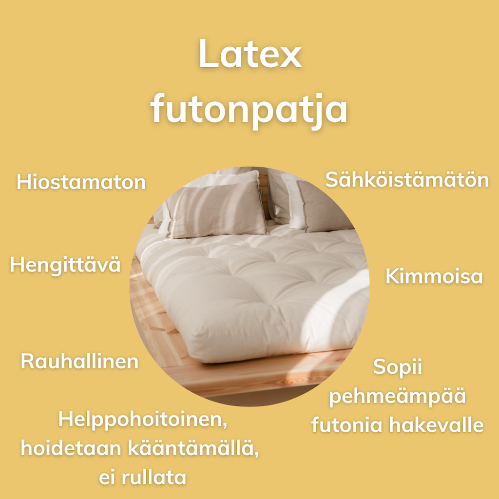 Latex futonpatjan ominaisuuksia.