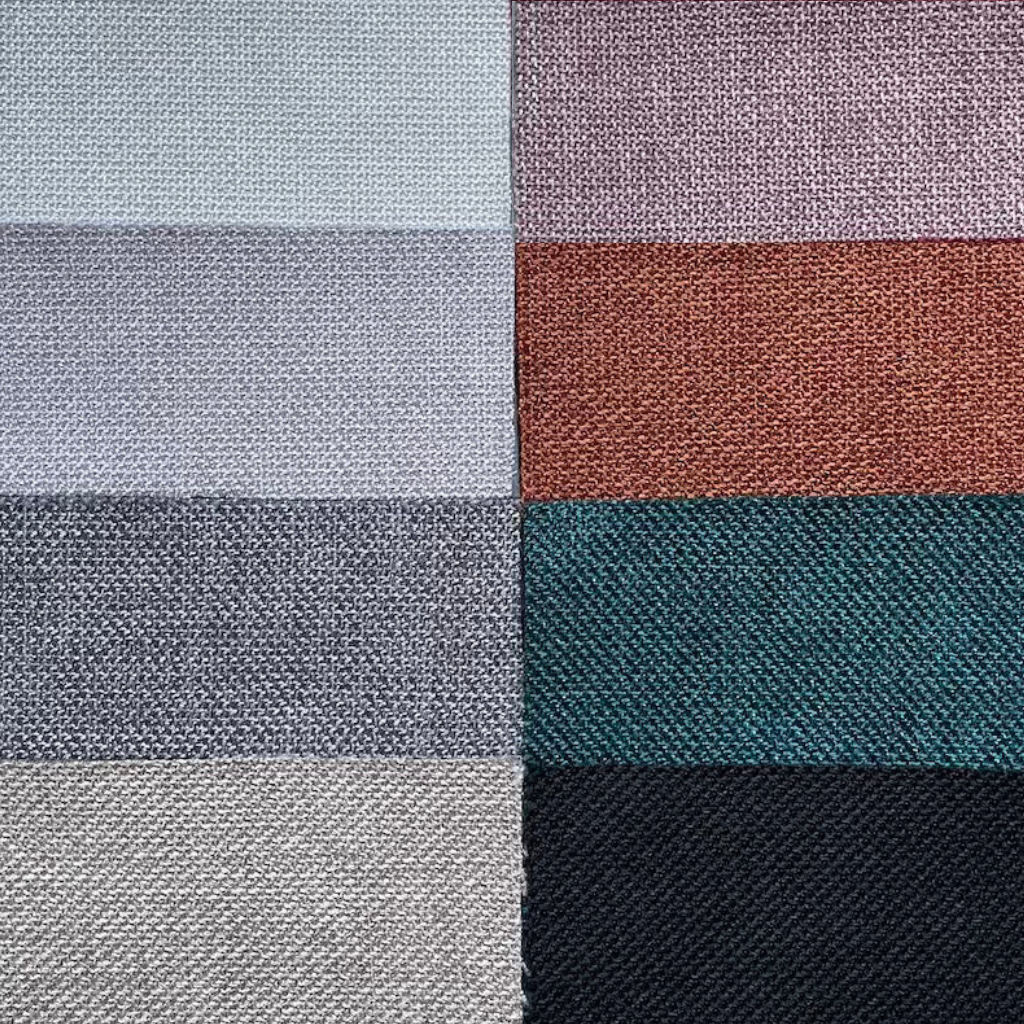 Iadera Luonnonvalkoinen, Vaaleanharmaa, Harmaa, Beige, Roosa, Terra, Petrooli ja Musta.