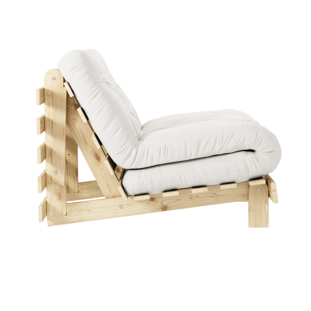 Roots 90 vuodetuoli, runko käsittelemätön, kangas Natural.