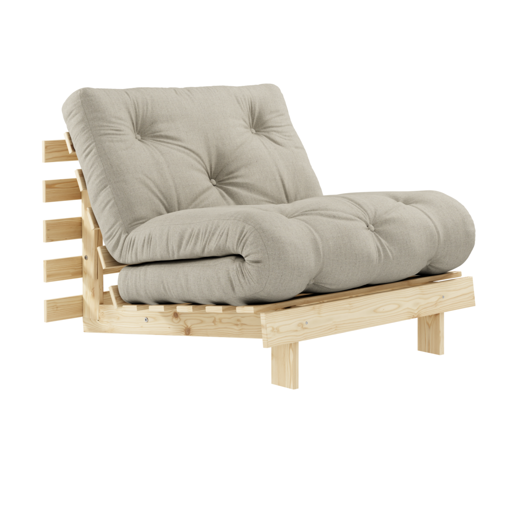 Roots 90 vuodetuoli, runko käsittelemätön, kangas Linen.