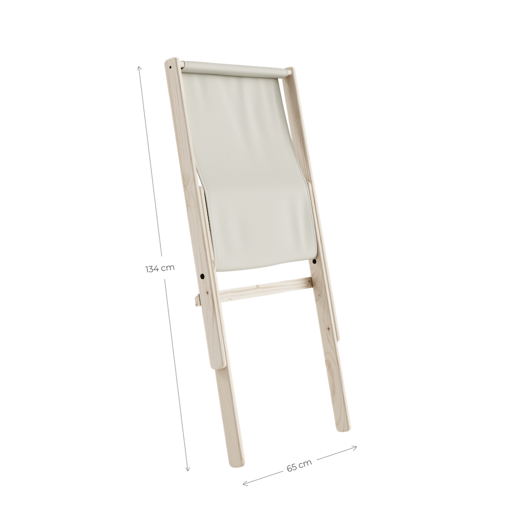 Boogie tuolin mitat. Kuvassa Boogie tuoli, runko käsittelemätön, kangas Natural.