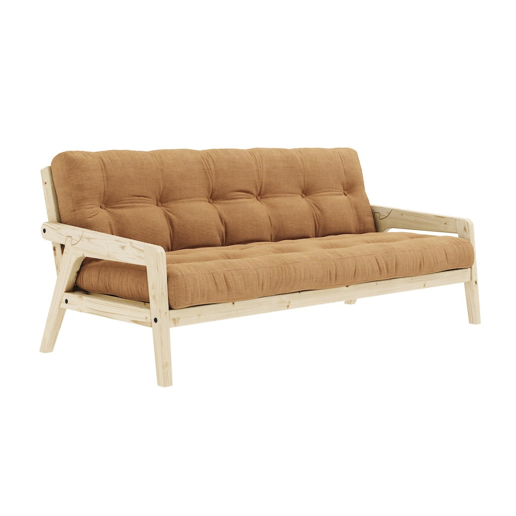 Grab vuodesohva, runko luonnonvärilakattu, patja Fudge Brown.