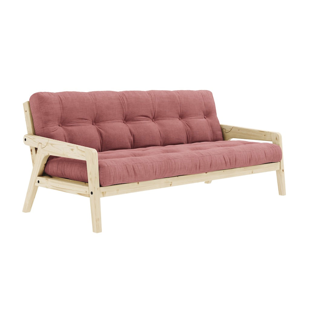 Grab vuodesohva, runko luonnonvärilakattu, patja Sorbet Pink.