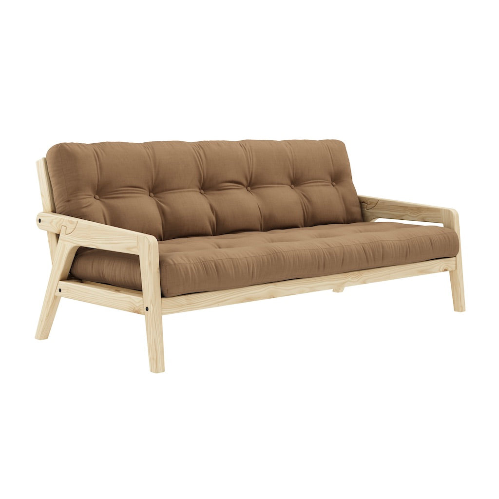 Grab vuodesohva, runko luonnonvärilakattu, patja Mocca.