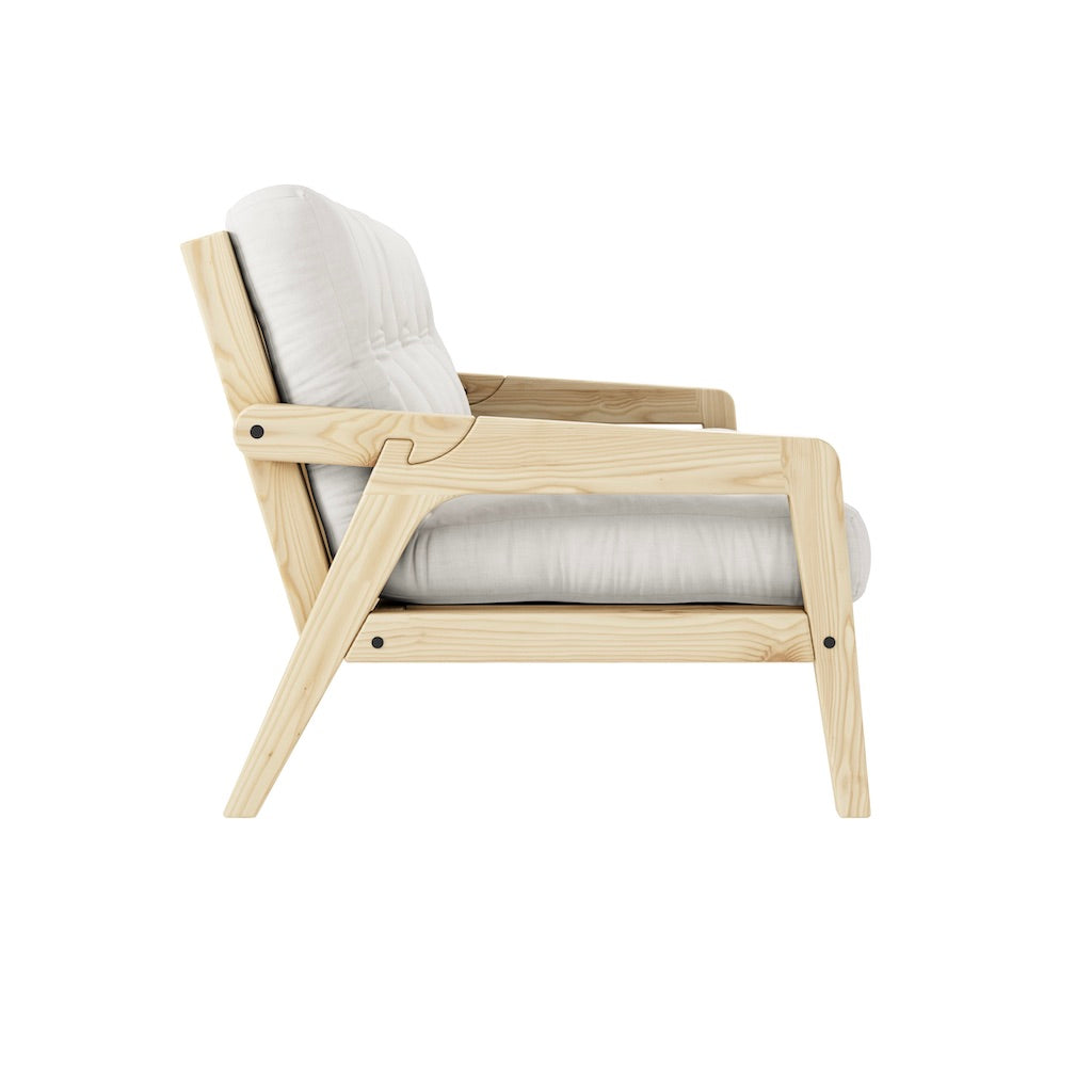 Grab vuodesohva, runko luonnonvärilakattu, patja Natural.