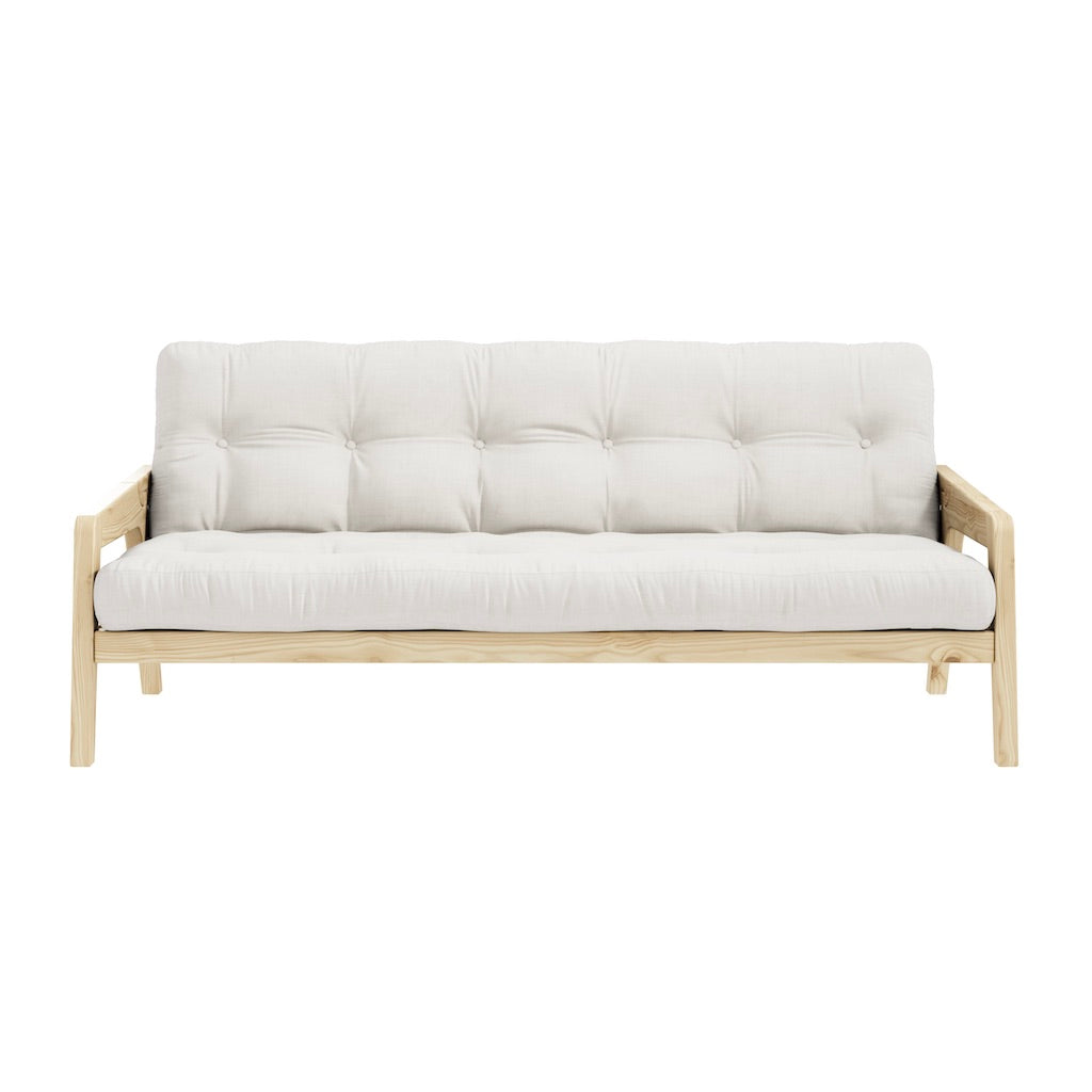 Grab vuodesohva, runko luonnonvärilakattu, patja Natural.