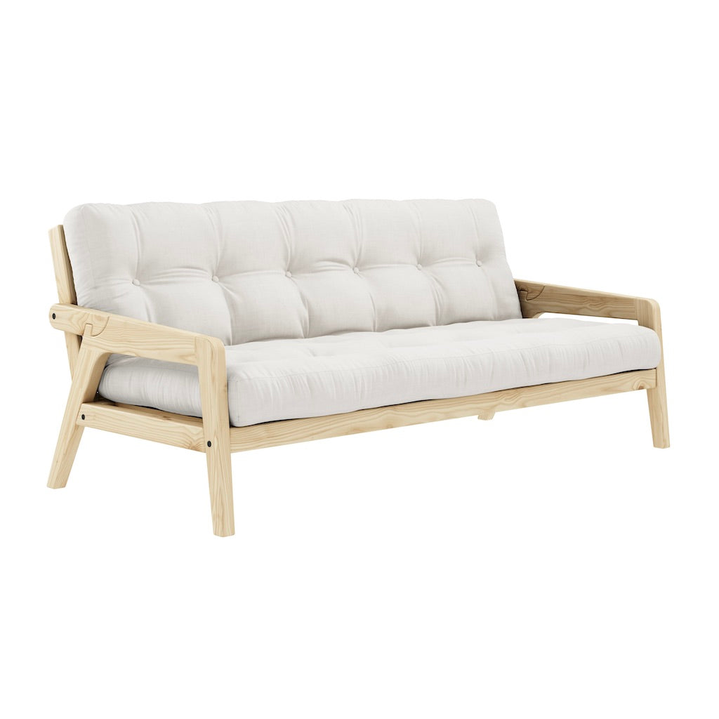 Grab vuodesohva, runko luonnonvärilakattu, patja Natural.