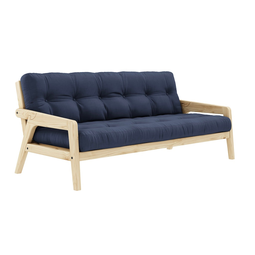 Grab vuodesohva, runko luonnonvärilakattu, patja Navy.