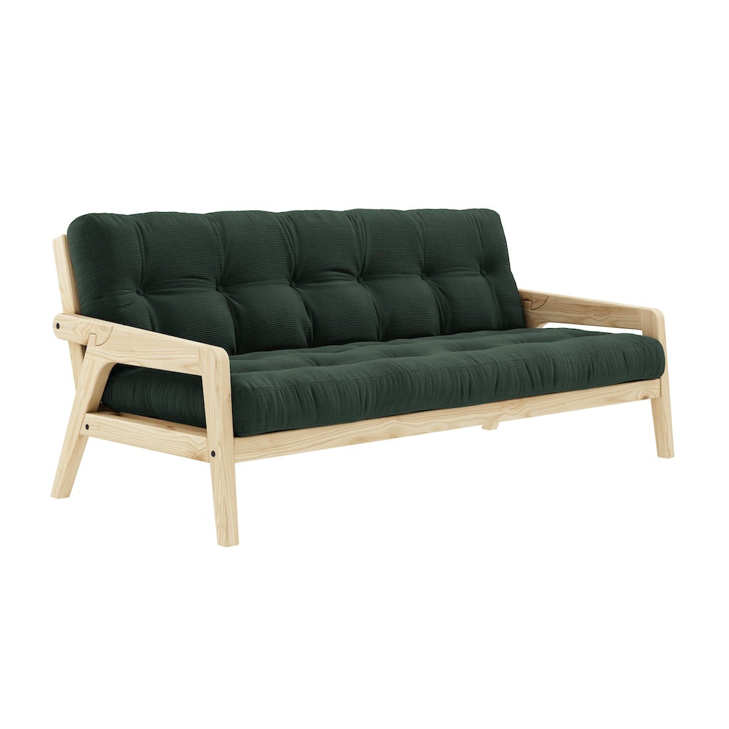 Grab vuodesohva, runko luonnonvärilakattu, patja Seaweed.