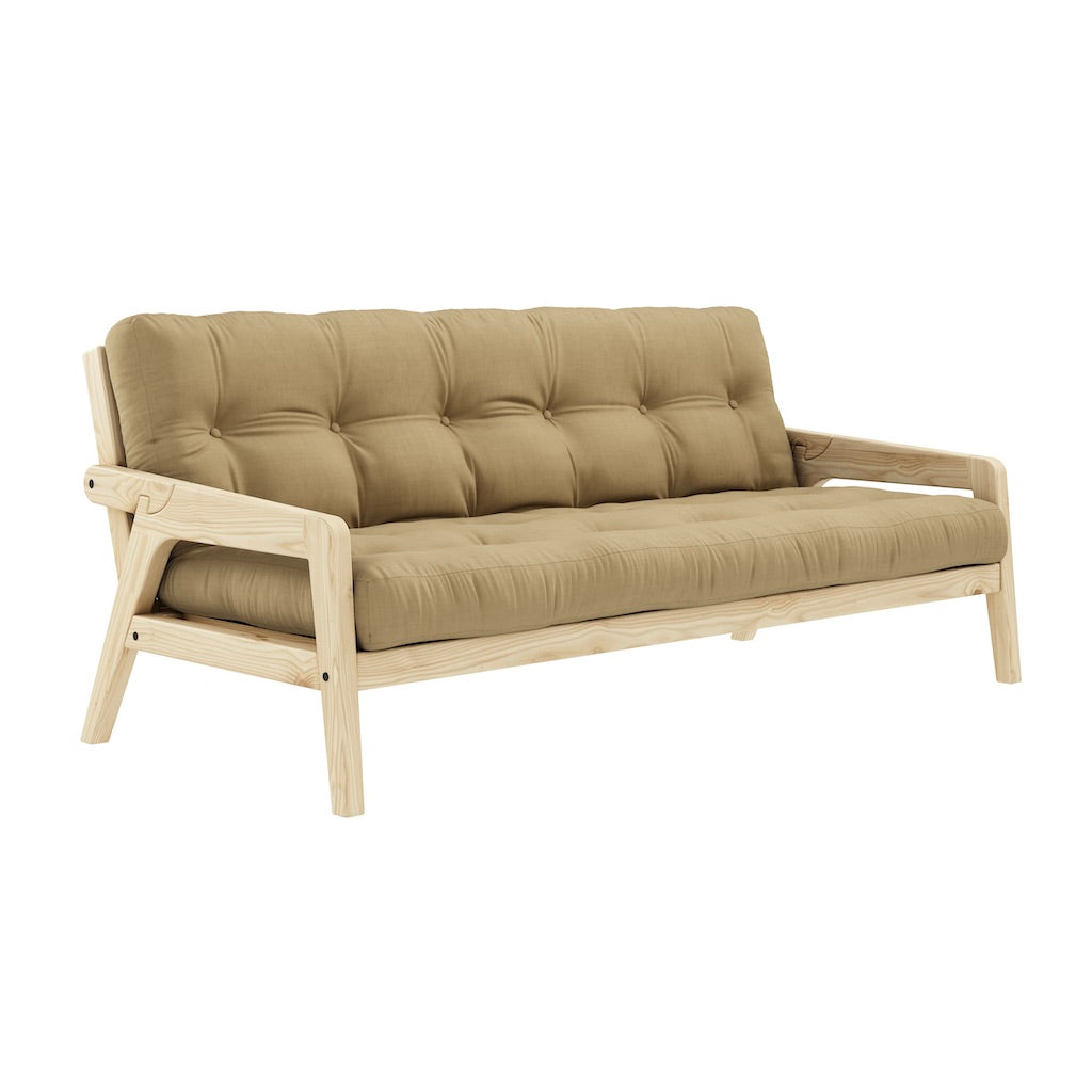 Grab vuodesohva, runko luonnonvärilakattu, patja Wheat Beige.