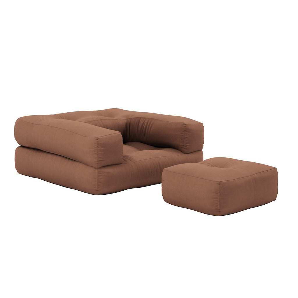 Mini Cube vuodetuoli, kangas Clay Brown.