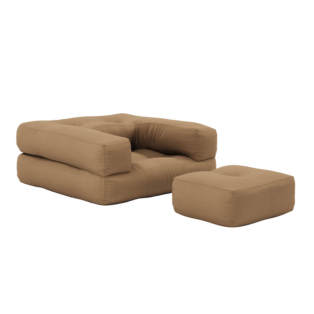 Mini Cube vuodetuoli, kangas Mocca.