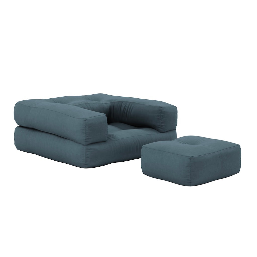 Mini Cube vuodetuoli, kangas Petrol Blue.