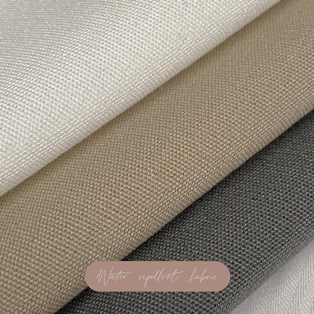 Outdoor-malliston kankaat, White, Beige ja Dark Grey.