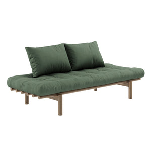 Pace Daybed, runko ruskea, kangas Olive Green.