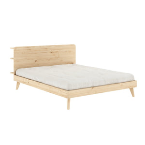 Retreat sänkyrunko luonnonvärinen, koko 160x20cm. Kuvassa myös futonpatja.